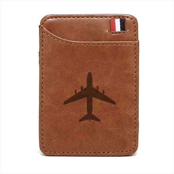 

classic aircraft theme wallet leather magic wallets fashion men women money clips card purse cash holder, Red;black