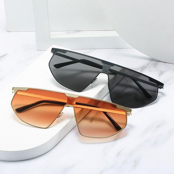 

sunglasses fashion men women trend metal personality one piece lens ladies vintage design, White;black