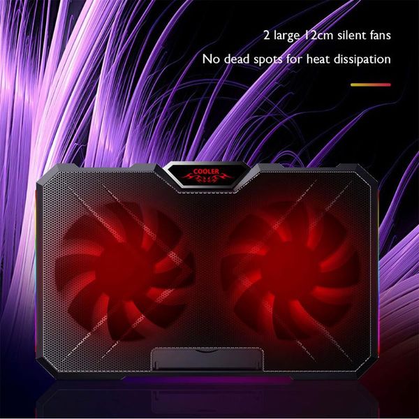 

notebook radiator plastic + iron mesh rgb lapcooler riser holder dual fans gaming pc cooling pad pads