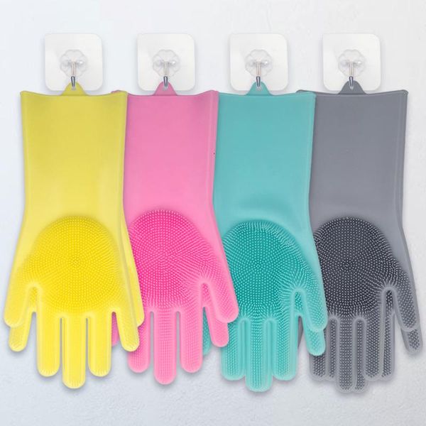 

disposable gloves a pair dishwashing kitchen silicone cleaning magic dish washing for household scrubber