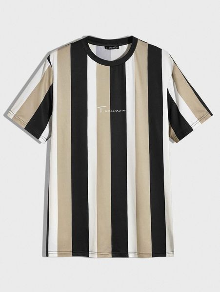 

men letter graphic striped tee l0i8#, White;black
