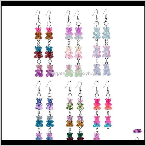 

dangle & chandelier drop delivery 2021 1pair cute multicolor gummy bear candy earrings resin earring for birthday gift child girls teens wom, Silver