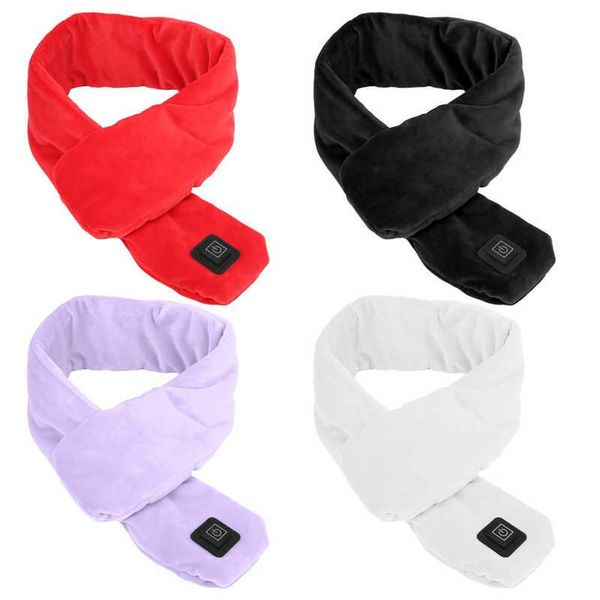 

winter heating scarf electric neck wrap smart keep warm temperature adjustable 80cm cycling caps & masks, Black