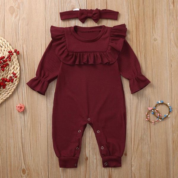 

jumpsuits #46 0-2y baby romper born boys girls ruffle jumpsuit headband outfits set fall for ropa niÃ±a, Blue
