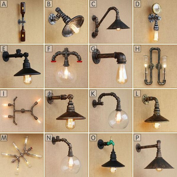 

wall lamp wrought iron industry contracted wind personality sitting room bar pipe