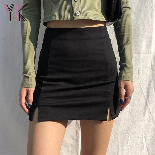 

spring women skirts slim split party club for summer plus size lady high waist mini saia faldas mujer, Black