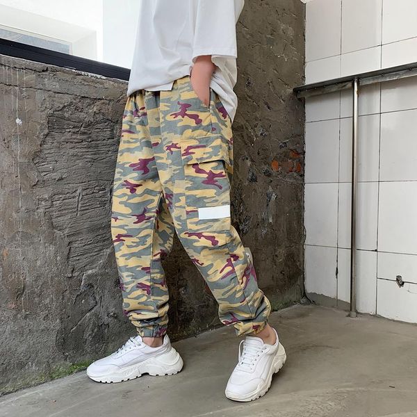 

men's pants male women streetwear hip hop harem trouser joggers sweatpants men vintage camouflage elastic waist loose casual cargo, Black