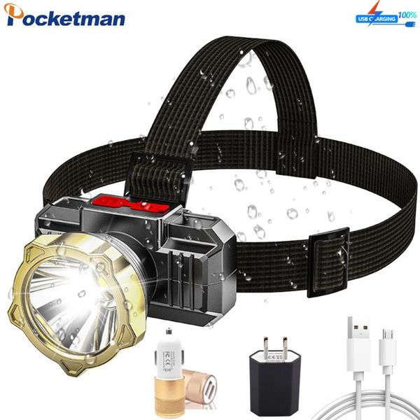 

headlamps built-in battery + 3 modes high power led headlamp usb rechargeable headlight head lamp waterproof torch light