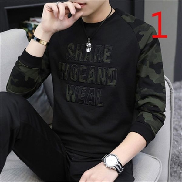 

hong kong long-sleeved cotton t-shirt men's korean version of the trend autumn jacket 210420, White;black