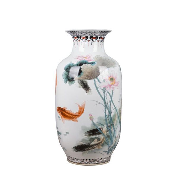 

vases jingdezhen ceramic vase large floor lotus and fish pond pattern size