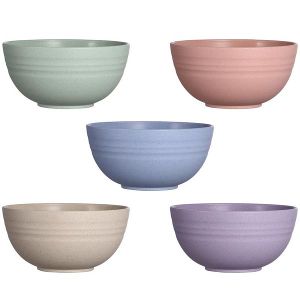 

5pcs 12cm wheat straw salad bowls unbreakable mixing reusable dishwasher & microwave safe soup for home kitchen