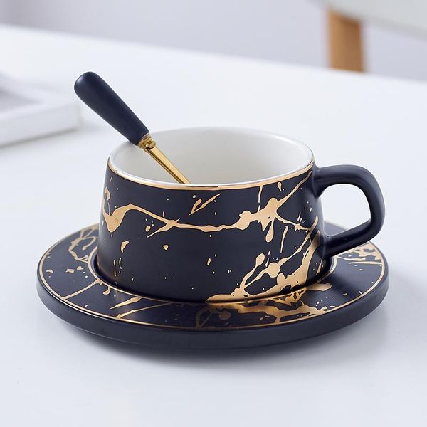 

cups & saucers nordic style marbling coffee cup saucer set simple home afternoon tea ceramic flower to send spoon nice gift