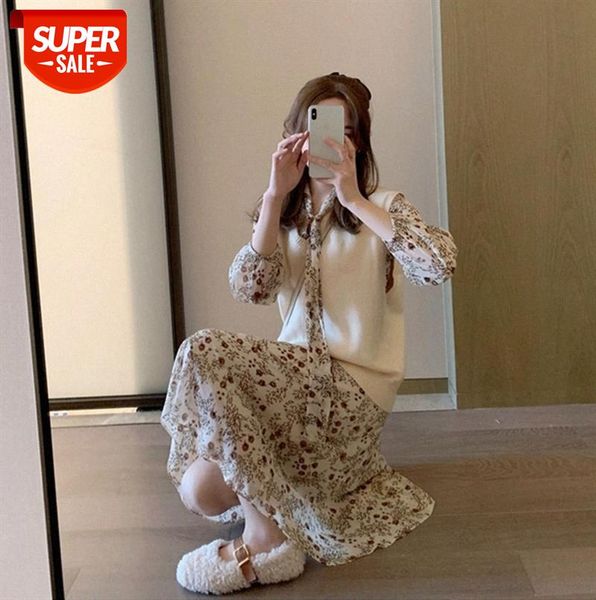 

net red floral dress women's french two-piece ladies temperament #jj88, Black;gray