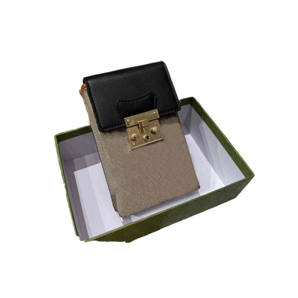 

658229 designer padlock mobile phone bag brown black cowhide classic chain bags it can be carried on one shoulder and back purse wallet