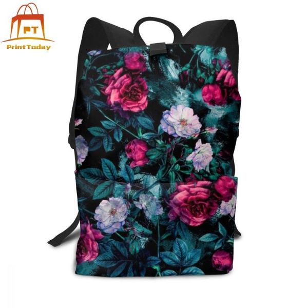 

backpack red rose backpacks men - women teen bag print multi pocket trend street bags