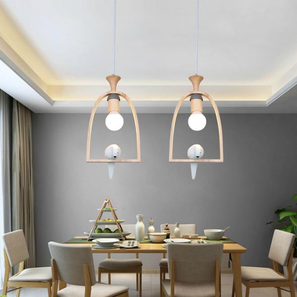 

pendant lamps modern simple wooden art resin bird lights bedroom hanging lamp dinning room living decoration led lighting