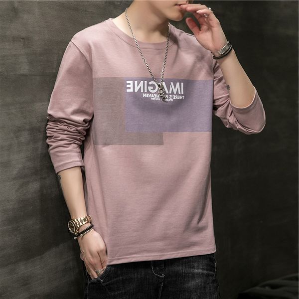 

2021 spring youth men's sweater trend fashion casual long sved shirt men's, Black