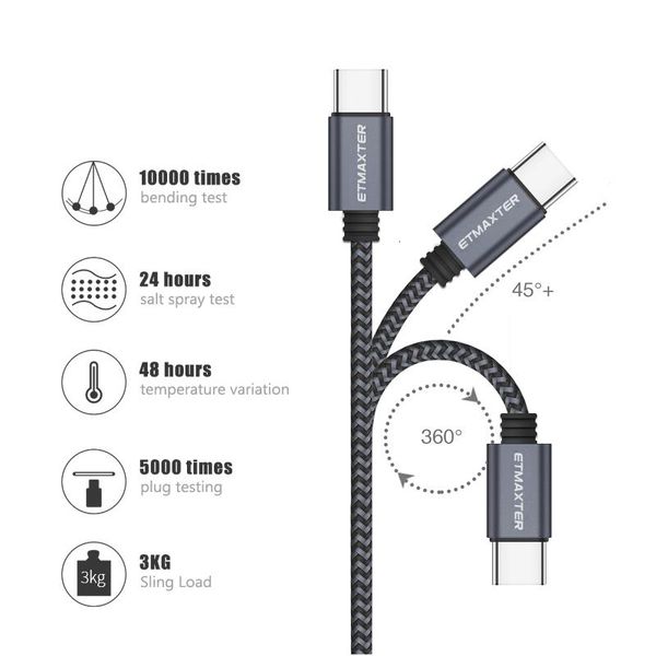 

dhlb etmaxter wearproof 1m 3.3ft high-speed fast charging phone charge cables micro usb type c data line 3ft braided for android ipd