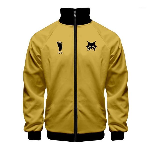 

men's jackets men autumn/winter cardigan stand collar zipper baseball jacket anime haikyuu cosplay costume msby black jackals volleybal, Black;brown