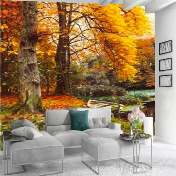 Personalizado 3d paisagem papel de parede bonito paisagem outono mural moderno interior decoração casa sala de estar quarto pintura de parede