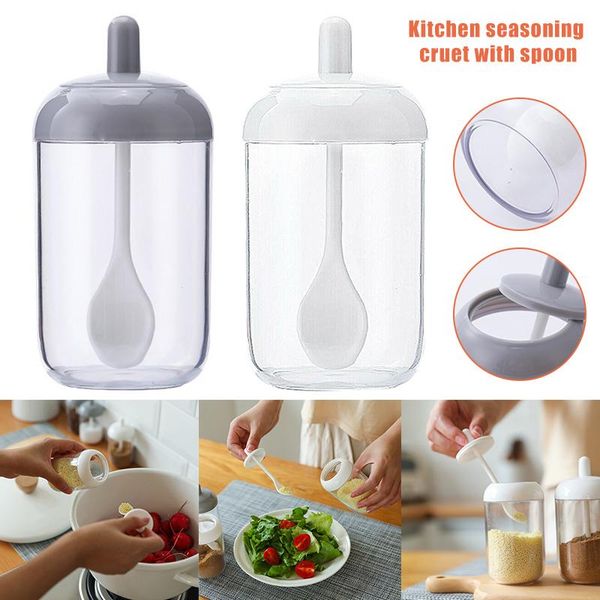 

seasoning bottle salt sugar spice storage jar with spoon kitchen supplies drop bottles & jars