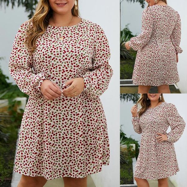 

casual dresses fashion women plus size waist flowers print long sleeve dress independent station supplier lovely mature, Black;gray