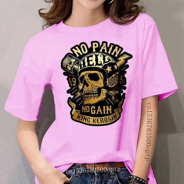 

women's t-shirt king kerosin no pain gain regular t shirt black printed 2021 fashion brand, White