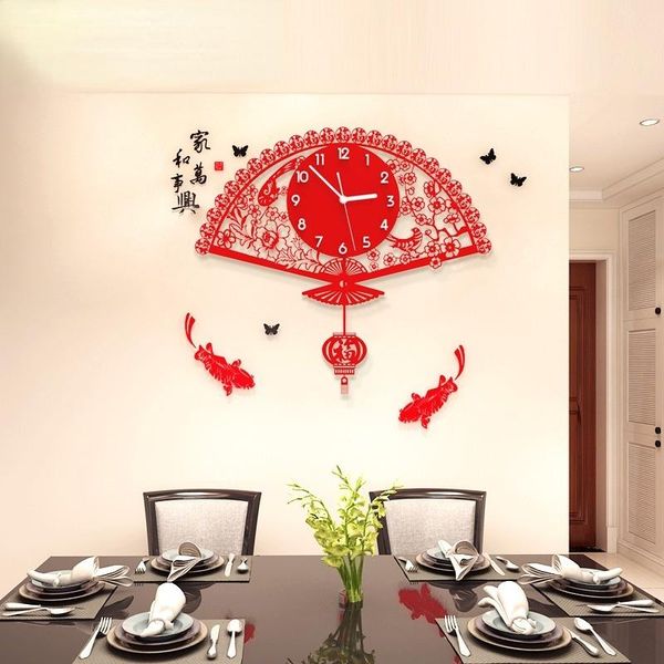 

wall clocks luxury chinese clock living room large silent fan modern design reloj pared grande home decor ll50wc