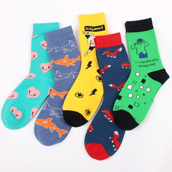 

socks ins men and women street lovers harajuku style cartoon long tube, Black;white