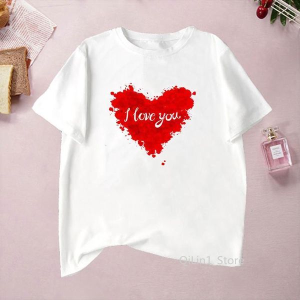 

red lovehear i love and men t shirts womens you tee femme white women clothes couple lover summer 90s sexy, White;black