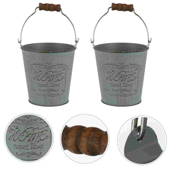 

planters & pots 2pcs vintage vase iron flower container metal rustic decorative flowerpot