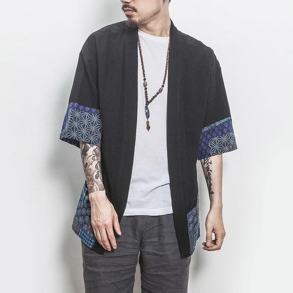 

men's jackets cotton linen shirt men chinese streetwear kimono coat cardigan plus size, Black;brown