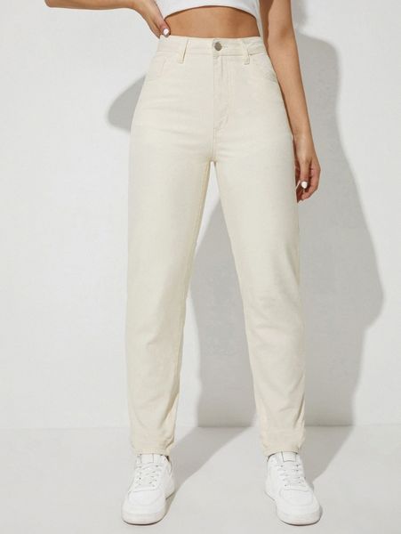 

solid high waist pants w6uj#, Black;white
