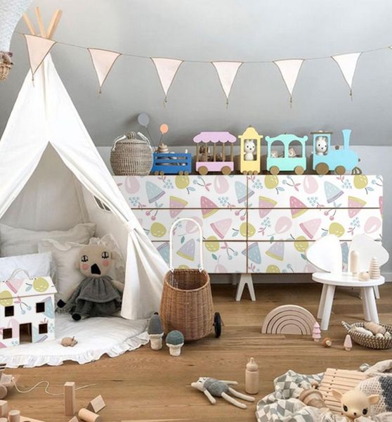 

wallpapers fruit party cartoon furniture decal wallpaper living room adhesive wall paper waterproof sticker for children