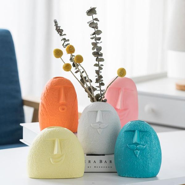 

vase home deskfor decoration modern nordic style crafts dried flower arrangement small body pot room ceramic face ornaments vases