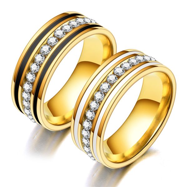 

cubic zirconia wedding band rings stainless steel jewelry, Silver