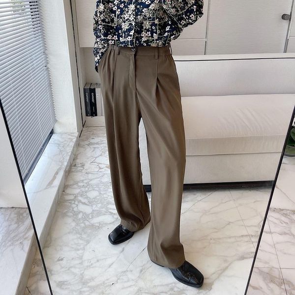 

men's suits & blazers black/brown suit pants fashion society mens dress korean loose wide-leg men straight trousers m-xl, White;black