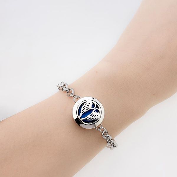 

bangle stainless steel chain bracelet 20mm twist screw diffuser locket perfume essential oil adjustable 10pads kids gift, Black