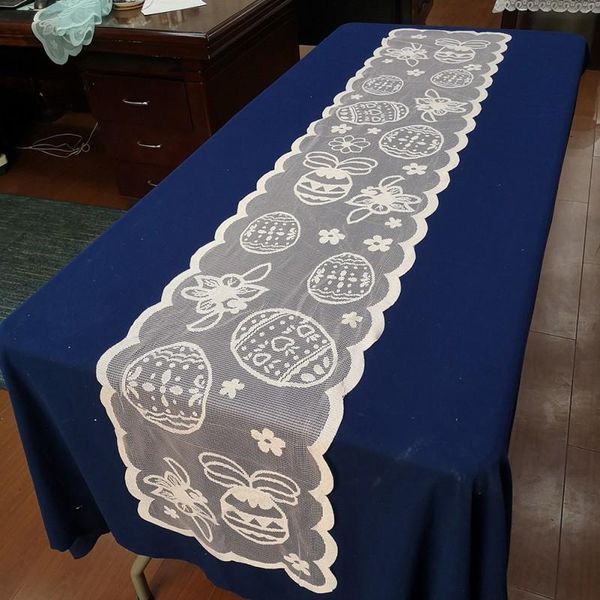 

white easter tablecloth egg flower carrot decorative table flag 13x72in cloth