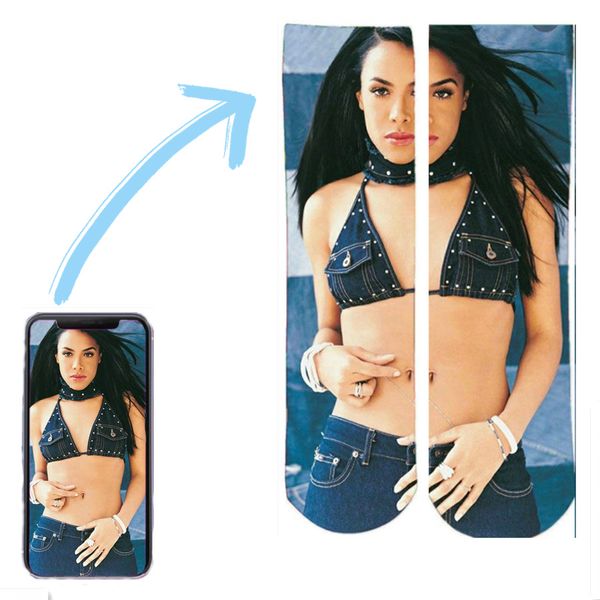 

custom novelty diy mens socks funny harajuku 3d printing standard thick trend compression street chips cartoon sock skateboarding teen stock, Black