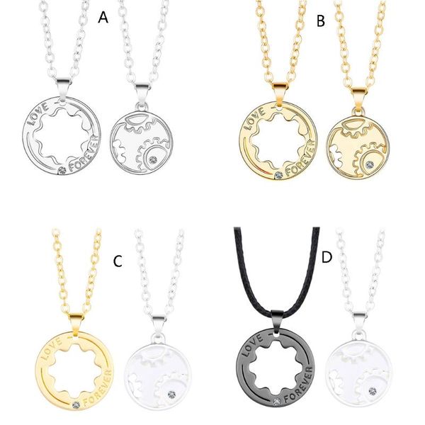 

pendant necklaces love memories clavicle necklace with time gear design forever necklance fashion 2 pcs, Silver