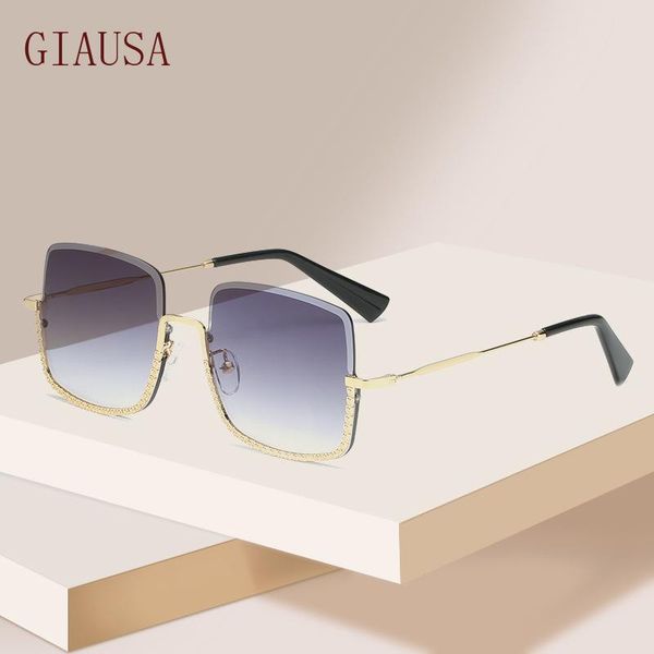 

sunglasses giausa personalized metal half frame ocean piece fashion men's and women's street glasses, White;black