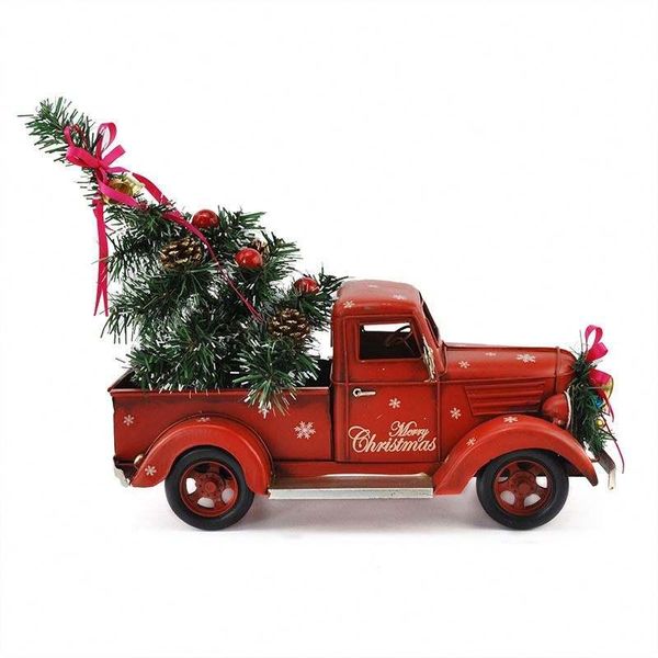 

interior decorations farmhouse ceramic christmas red truck candle decor with tree