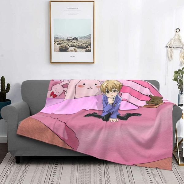 

blankets ouran koukou host club haninozuka usa chan high school anime flannel warm throw blanket for bed lounge