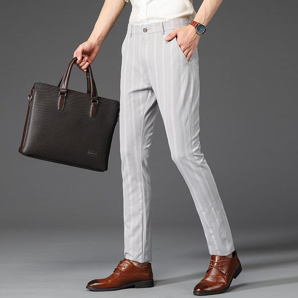 

men's pants 2021 casual classic style business fashion straight stretch trousers male brand clothes 38, Black