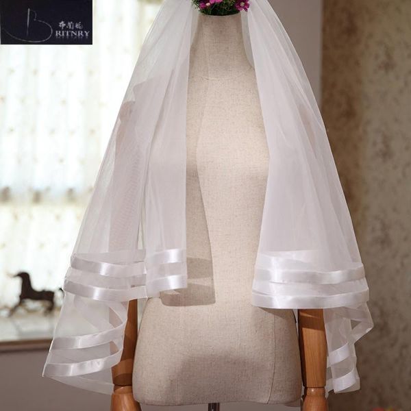 

bridal veils 2021 arrival wedding accessories two layer ribbon edge white veil with comb, Black
