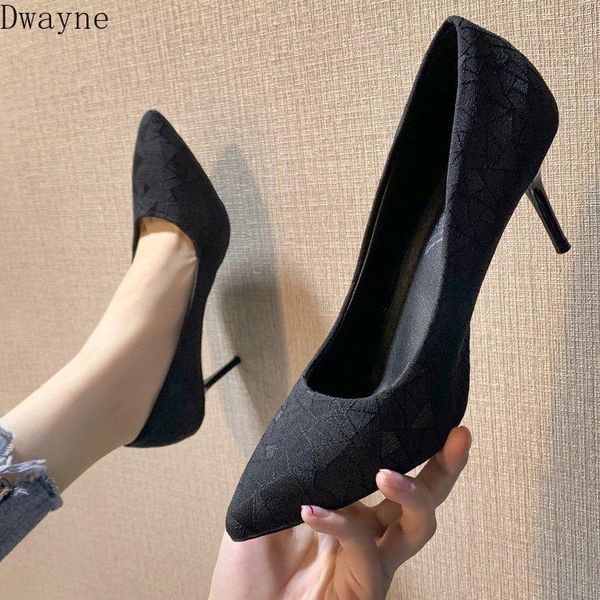 

dress shoes 2021 wild small fresh french stiletto pointed work single women, Black