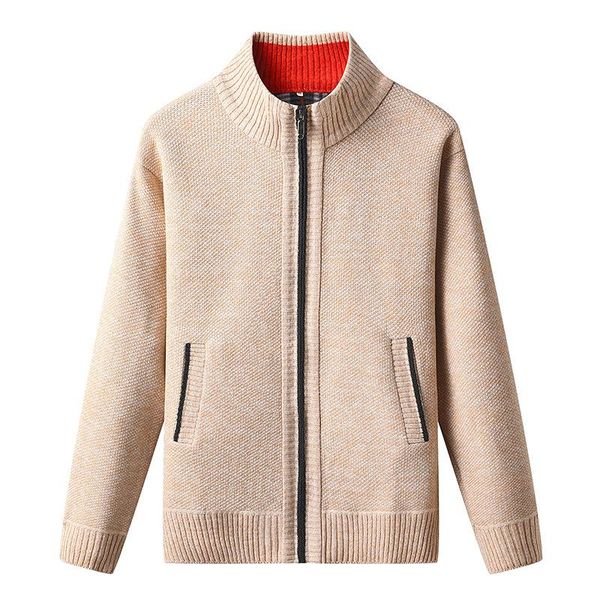 

men's sweaters cardigan sweater 2021 fall winter thicken warm zip pullover stand collar jacket slim casual men, White;black