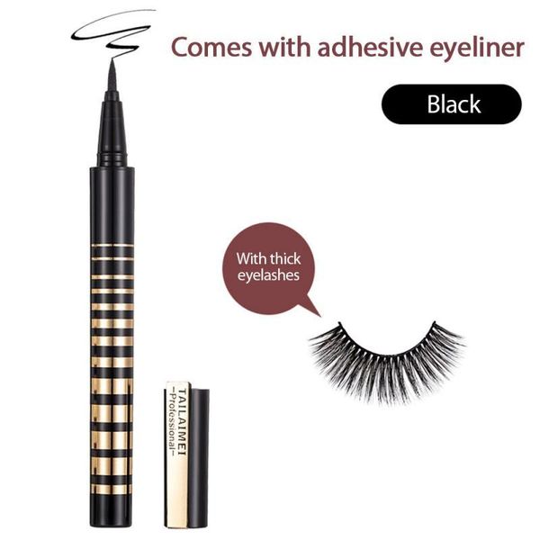 

three-color liquid eyeliner with false eyelashes waterproof long-lasting natural no blooming female makeup tslm2