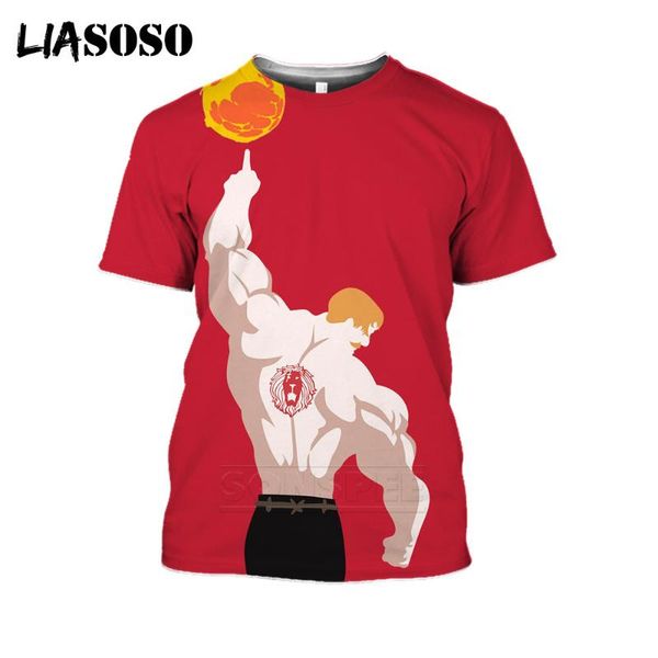 

men's t-shirts liasoso seven deadly sins anime t-shirt 3d printing street hip hop casual harajuku fashion cool men women shirts, White;black